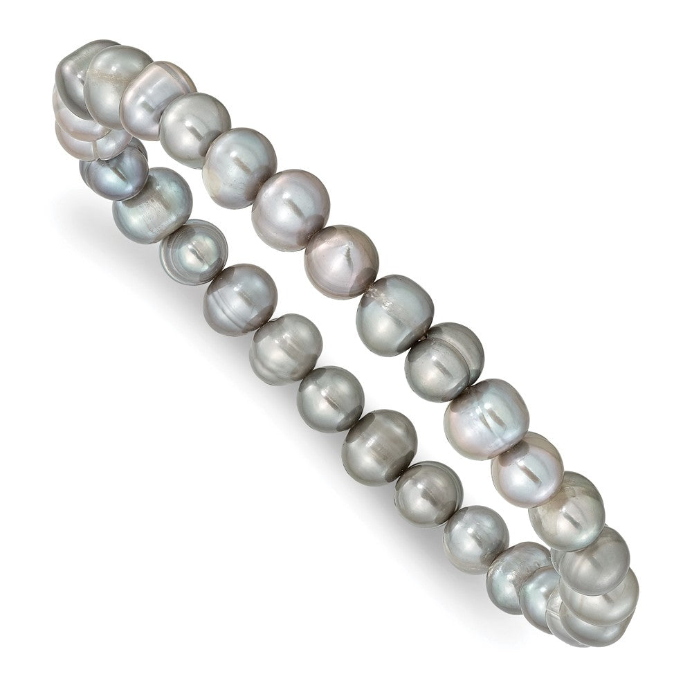 Fashion 6-7mm Green/Grey/White/Black/Brown Freshwater Cultured Pearl Stretch 5-Piece Bracelet Set