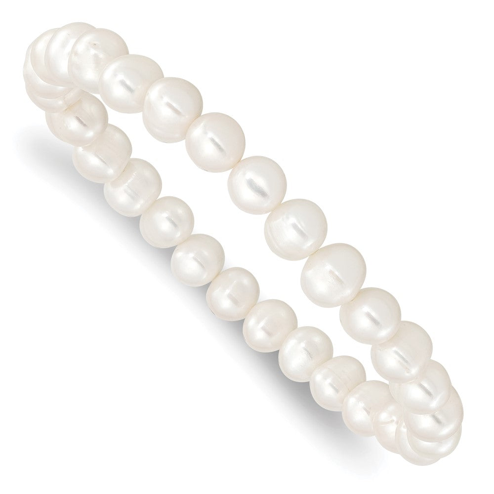 Fashion 6-7mm Green/Grey/White/Black/Brown Freshwater Cultured Pearl Stretch 5-Piece Bracelet Set