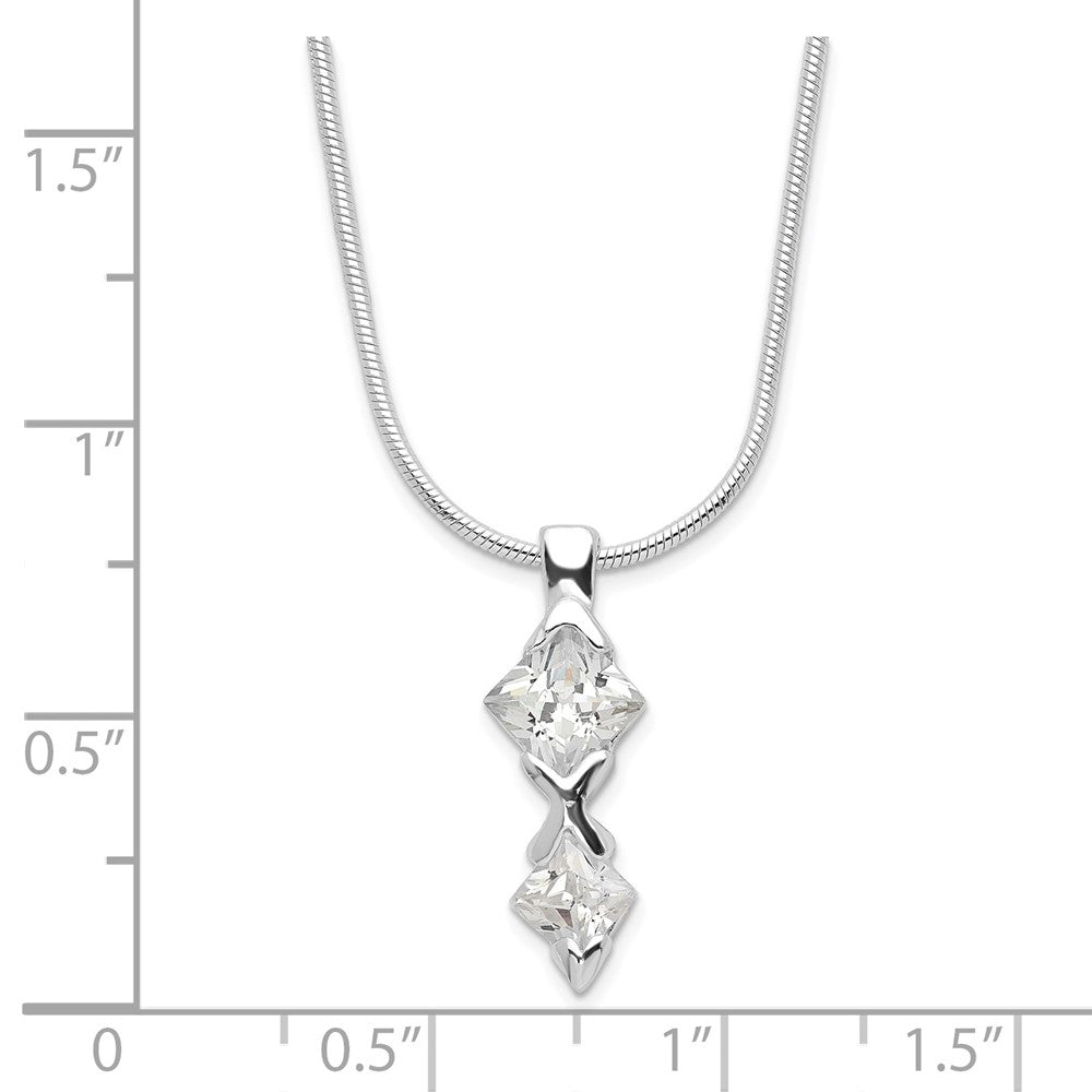 Sterling Silver Polished Cz Pendant Necklace