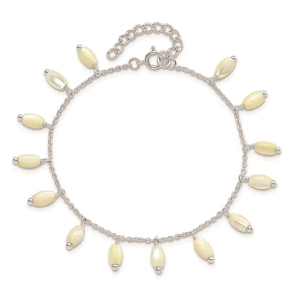 7.5 Inch Sterling Silver Polished Mop W/1.25 In Ext Bracelet