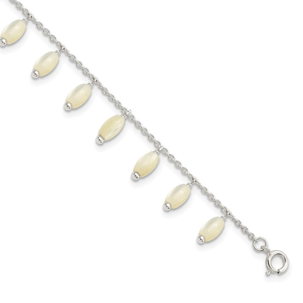 7.5 Inch Sterling Silver Polished Mop W/1.25 In Ext Bracelet