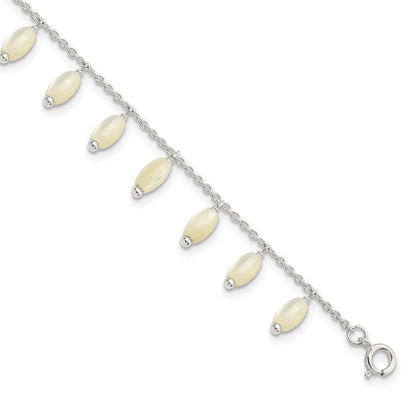 7.5 Inch Sterling Silver Polished Mop W/1.25 In Ext Bracelet