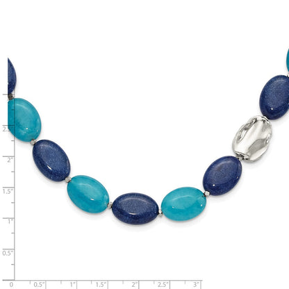 Sterling Silver Hematite, Jade, Lapis, Quartz w/2in Ext Necklace