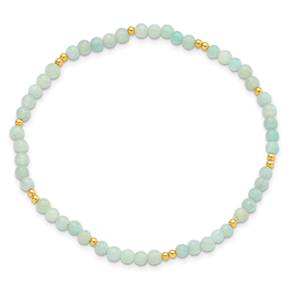 Sterling Silver Gold-Plated 3mm Blue Quartz Stretch Bracelet