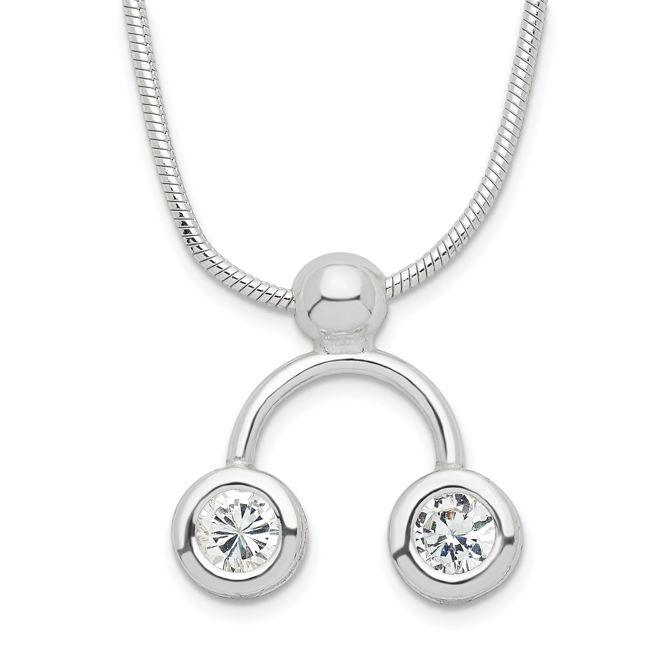 Sterling Silver Double Clear Cz Necklace