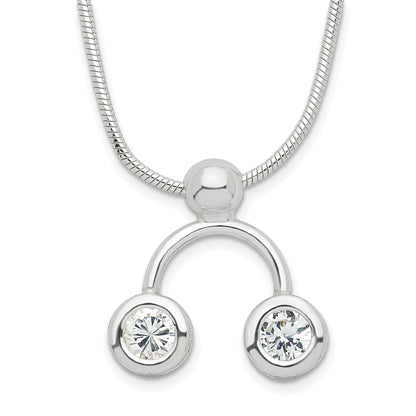 Sterling Silver Double Clear Cz Necklace