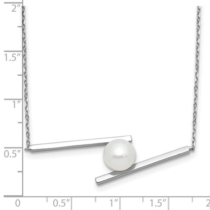 Sterling Silver Rhodium-Plated 8-9mm Fwc Pearl 16in w/1.5in Ext Necklace