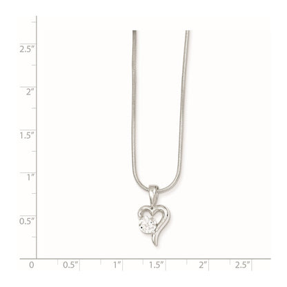 Sterling Silver Cz Heart Pendant Necklace
