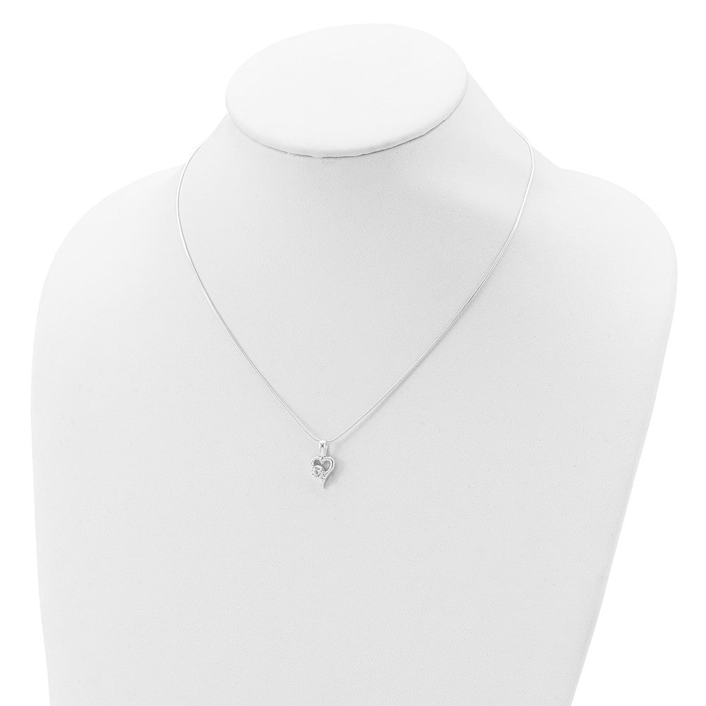 Sterling Silver Cz Heart Pendant Necklace