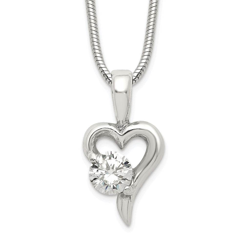 Sterling Silver Cz Heart Pendant Necklace
