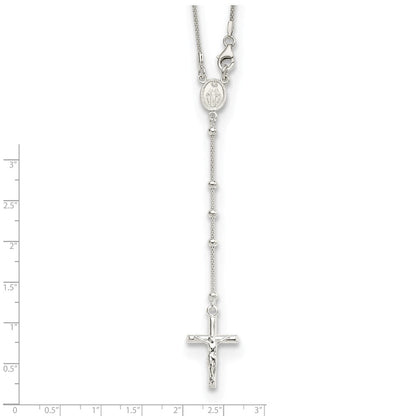 Sterling Silver 24in Rosary Necklace