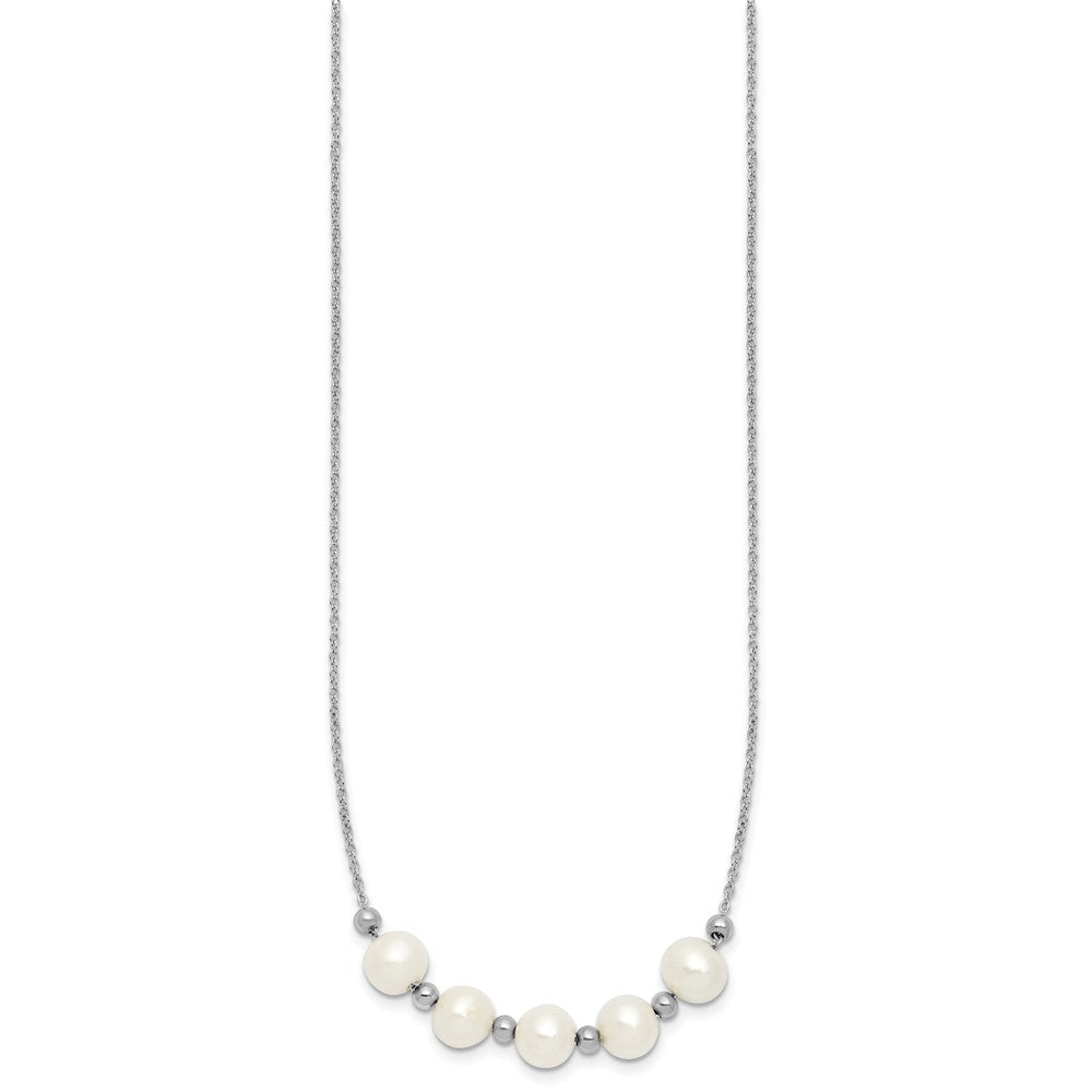 Sterling Silver Rhodium-Plated Fwc Pearl 16in with 2in Ext Necklace