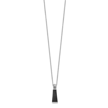 Sterling Silver Rhodium-Plated Onyx Pendant Necklace