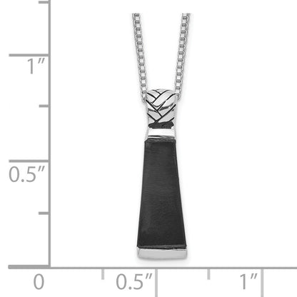 Sterling Silver Rhodium-Plated Onyx Pendant Necklace