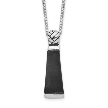 Sterling Silver Rhodium-Plated Onyx Pendant Necklace