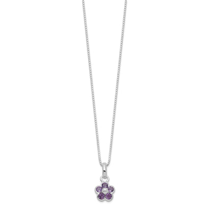 Sterling Silver Amethyst Flower Pendant Necklace