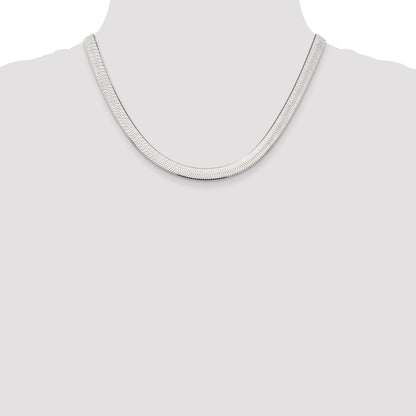 18 Inch Sterling Silver 7.3mm Magic Herringbone Chain Necklace