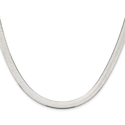 Sterling Silver Rhodium-Plated 7.3mm Magic Herringbone Chain