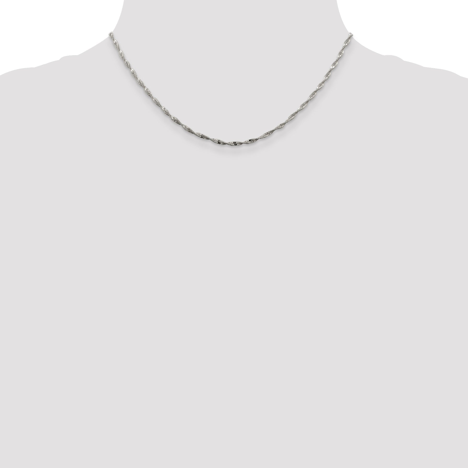 16 Inch Sterling Silver 2mm Twisted Herringbone Chain Necklace