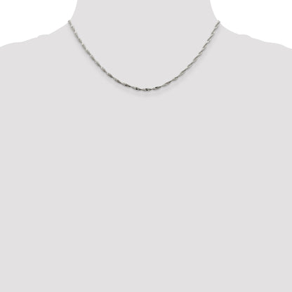 16 Inch Sterling Silver 2mm Twisted Herringbone Chain Necklace