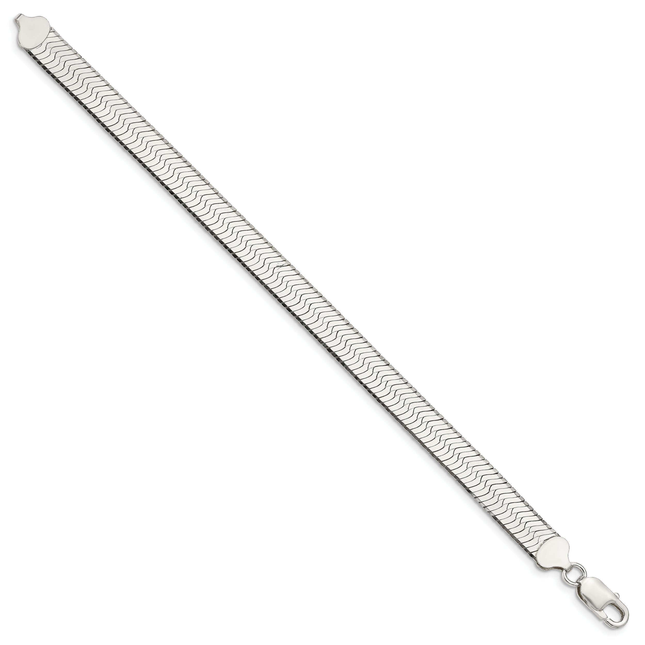 8 Inch Sterling Silver 8.75mm Magic Herringbone Chain Bracelet