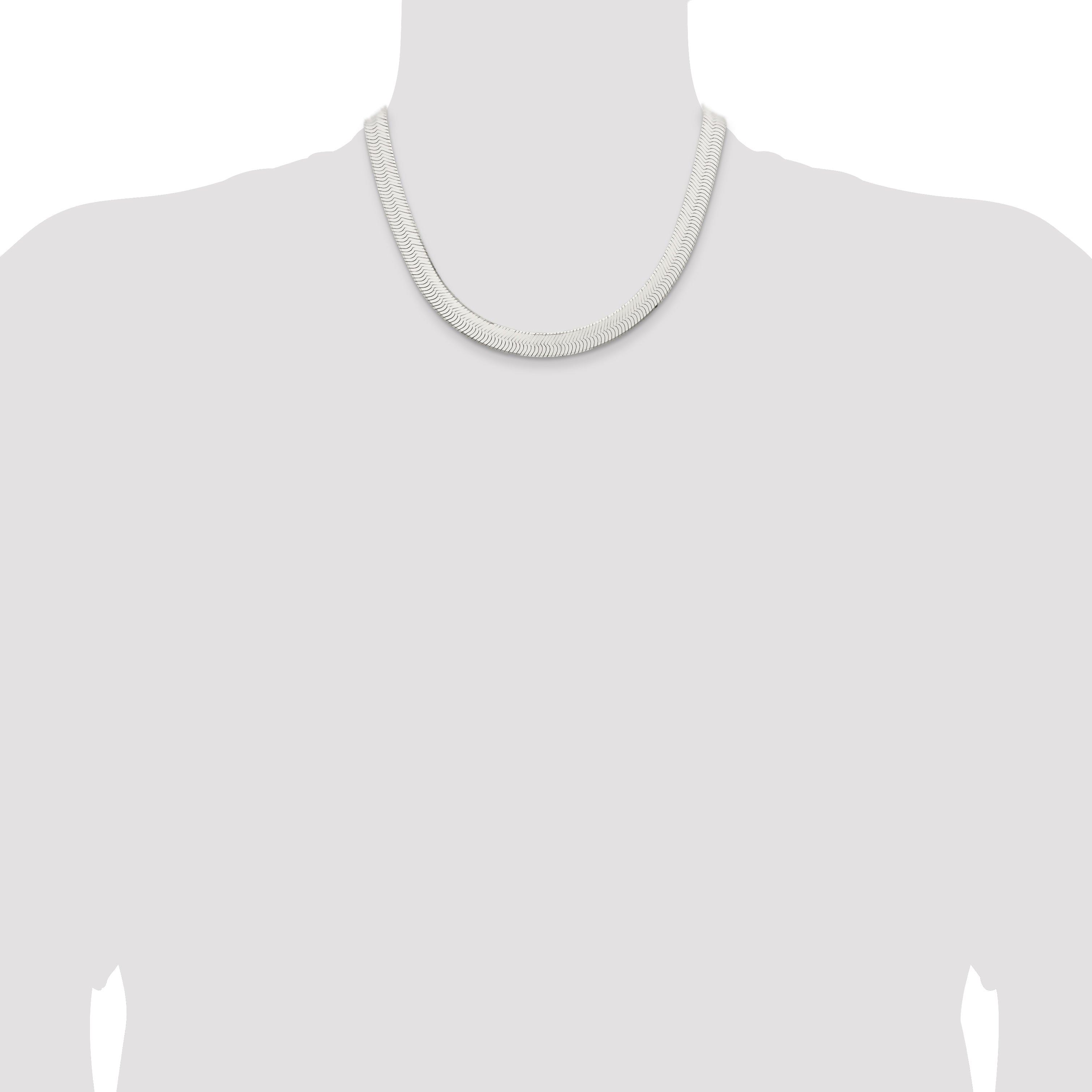 18 Inch Sterling Silver 10.5mm Magic Herringbone Chain Necklace