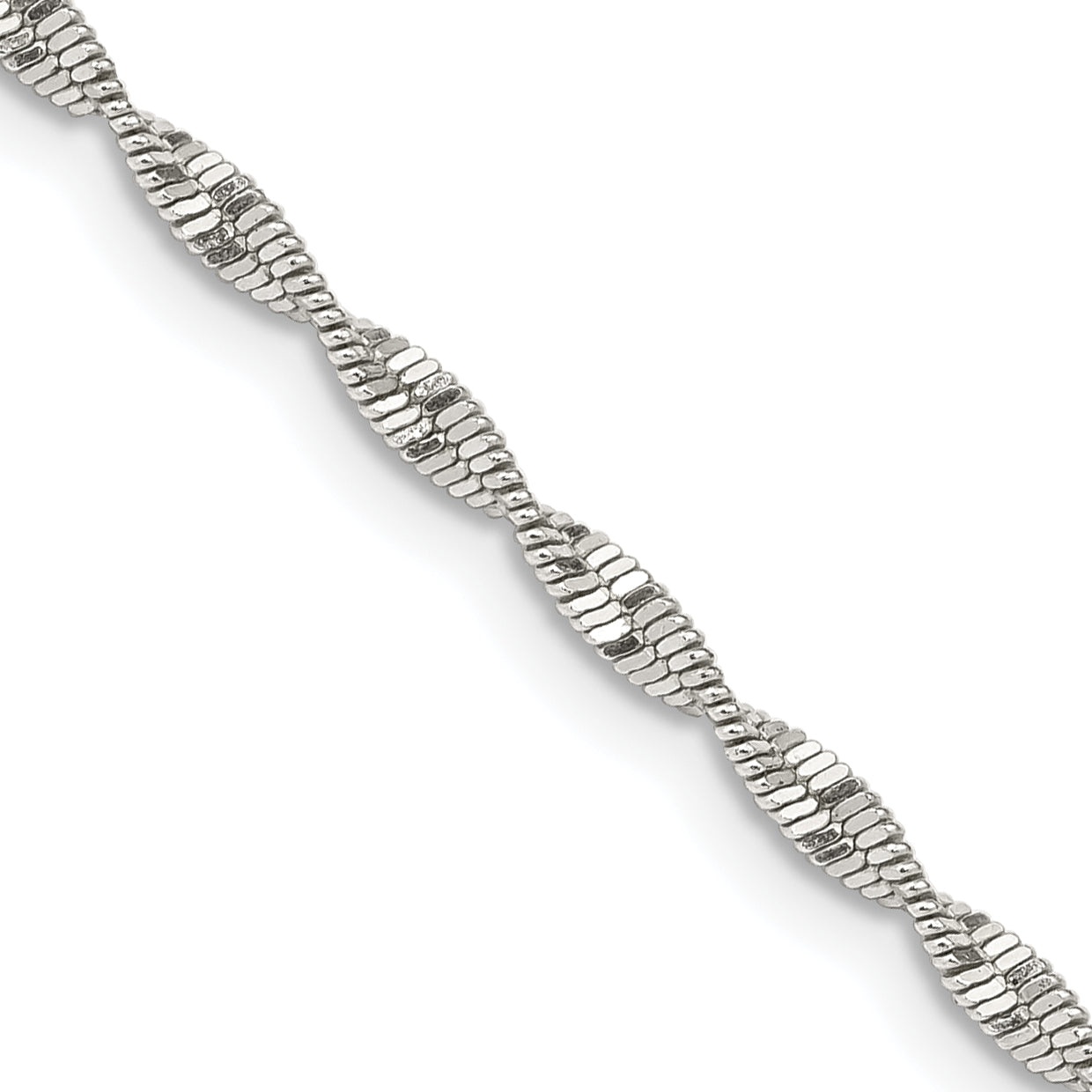 18 Inch Sterling Silver 2mm Twisted Herringbone Chain Necklace