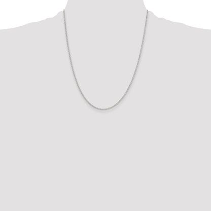 22 Inch Sterling Silver 1.5mm Diamond-Cut Cable Chain Necklace