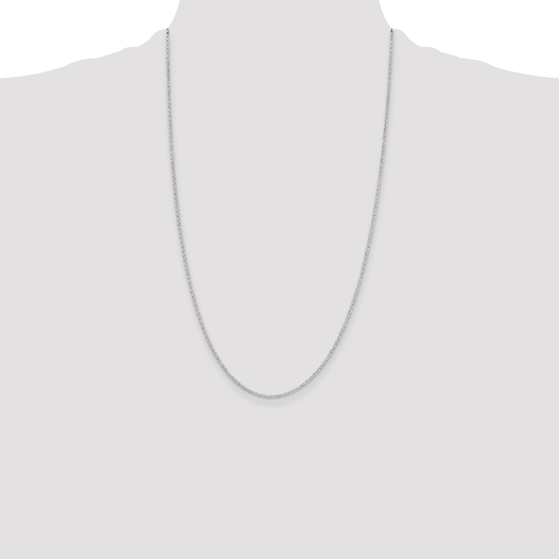 26 Inch Sterling Silver 1.5mm Diamond-Cut Cable Chain Necklace