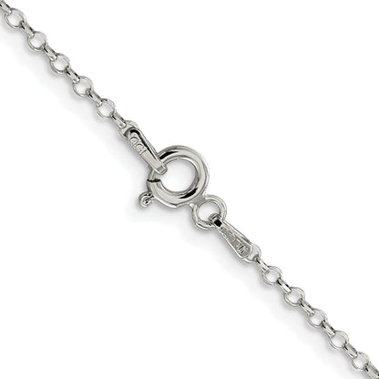 Sterling Silver Rhodium Plated 1.75mm Diamond-Cut w/2in Ext. Rolo Cable Chain