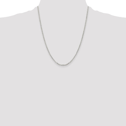 22 Inch Sterling Silver 2.2mm Diamond-Cut Cable Chain W/4In Ext.