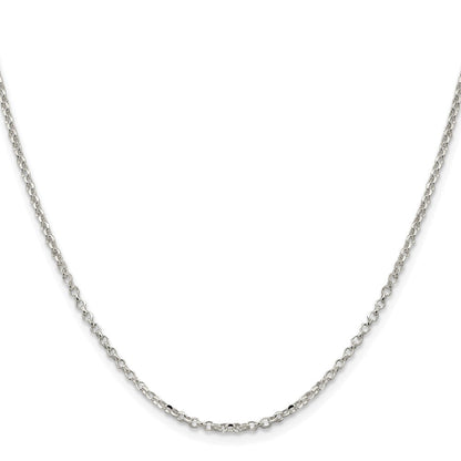 Sterling Silver Rhodium-Plated 2.2mm Diamond-Cut Rolo Cable Chain