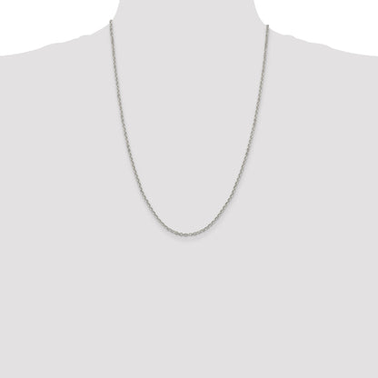 24 Inch Sterling Silver 2.6mm Diamond-Cut Cable Chain Necklace