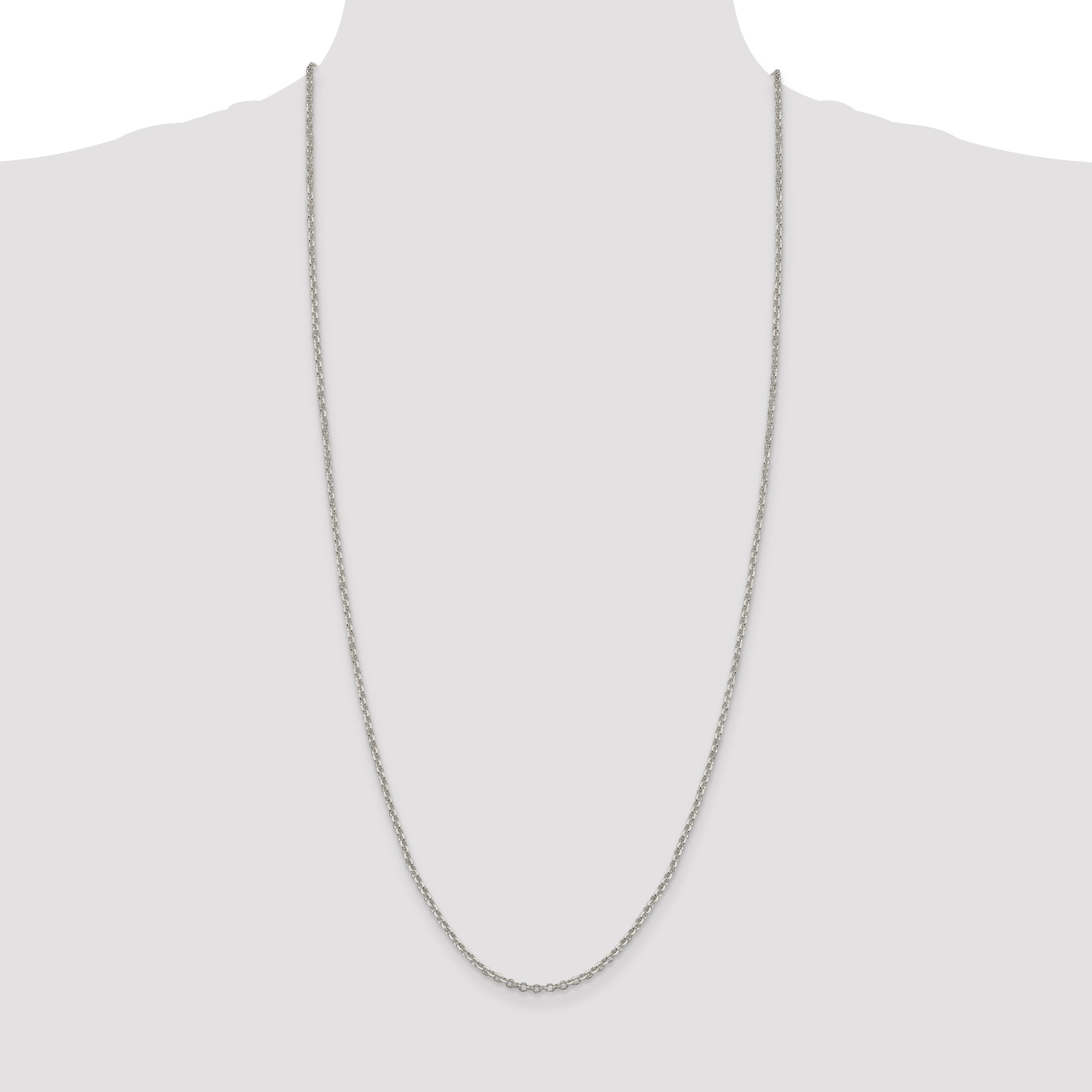 30 Inch Sterling Silver 2.6mm Diamond-Cut Cable Chain Necklace