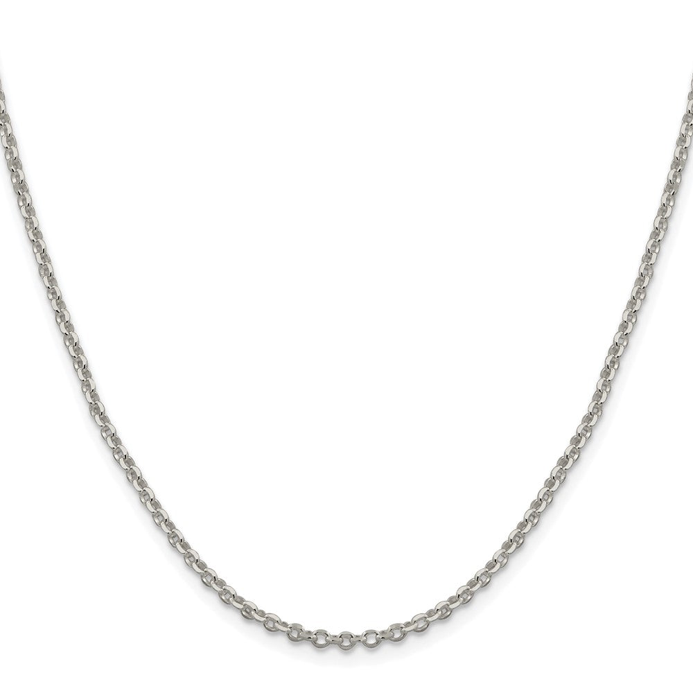 Sterling Silver Rhodium Plated 2.6mm Diamond-Cut w/2in Ext. Rolo Cable Chain