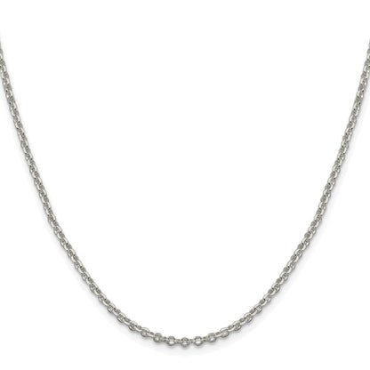 Sterling Silver Rhodium Plated 2.6mm Diamond-Cut w/2in Ext. Rolo Cable Chain