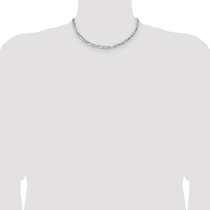 Sterling Silver 4.75mm Hammered Figaro Chain Necklace