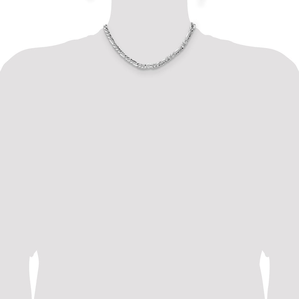 Sterling Silver 6.3mm Hammered Figaro Chain Necklace
