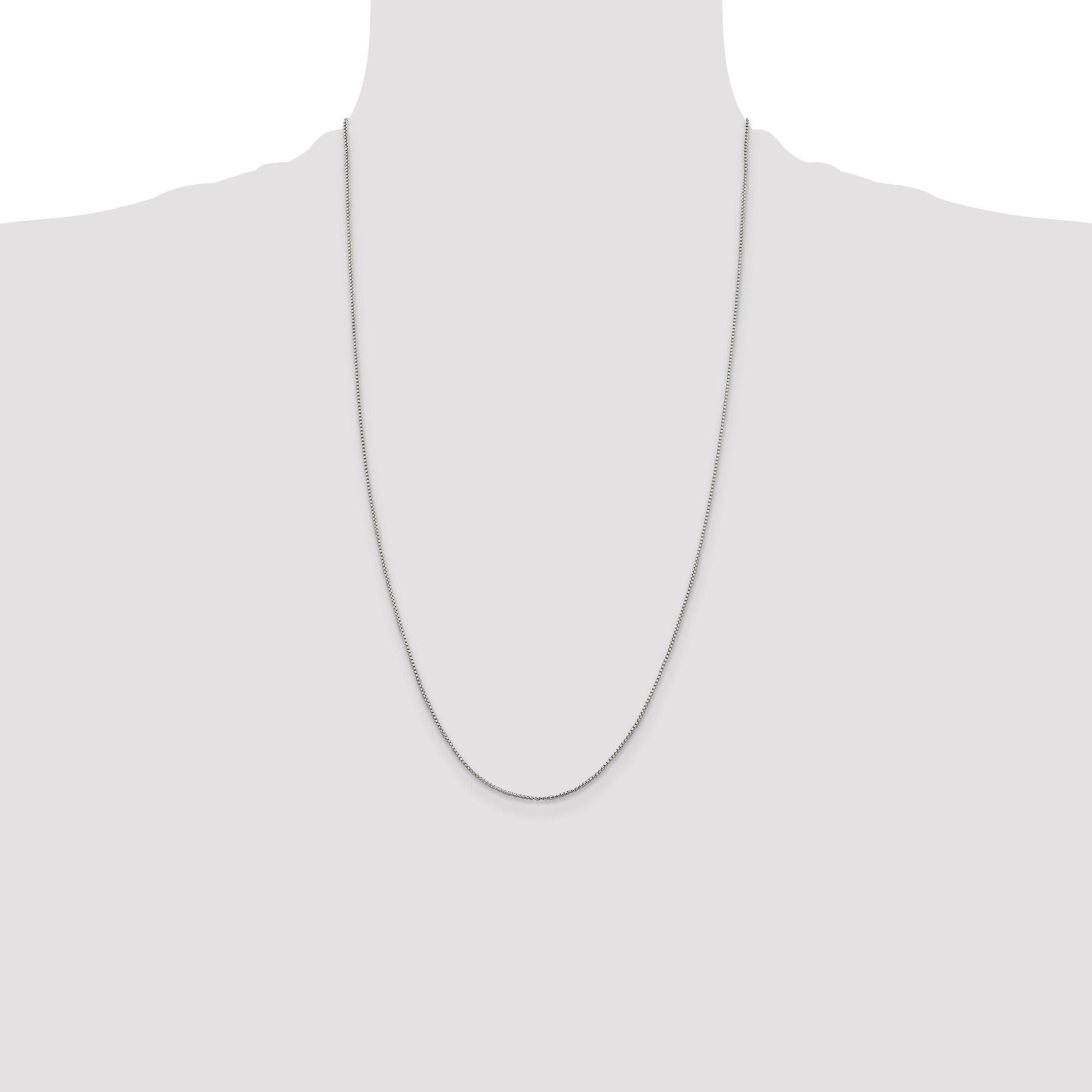 26 Inch Sterling Silver 1mm Round Box Chain Necklace