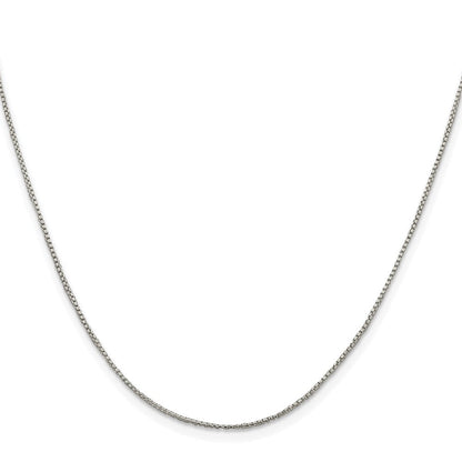 Sterling Silver Rhodium-Plated 1mm Round Box Chain