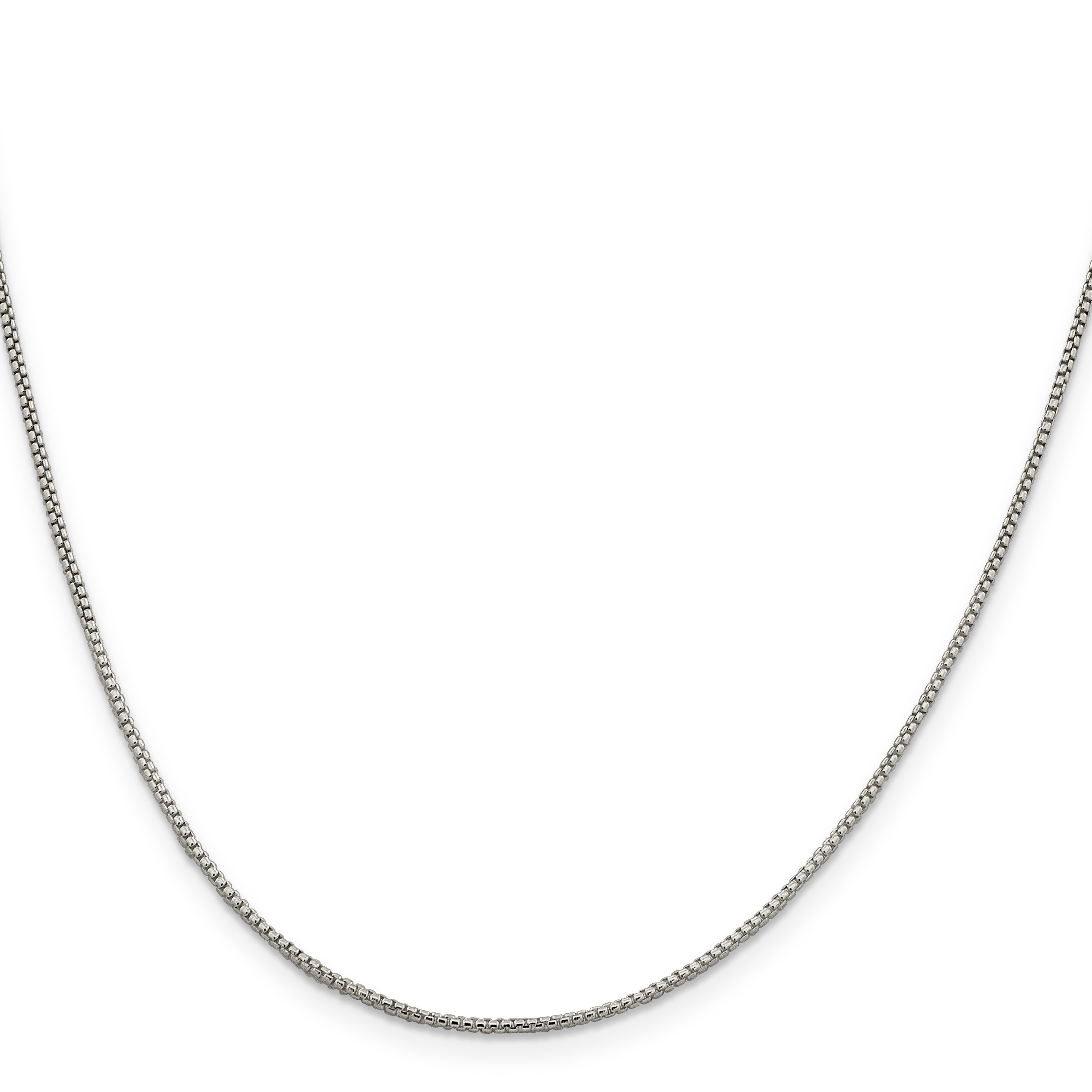 36 Inch Sterling Silver 1.25mm Round Box Chain Necklace
