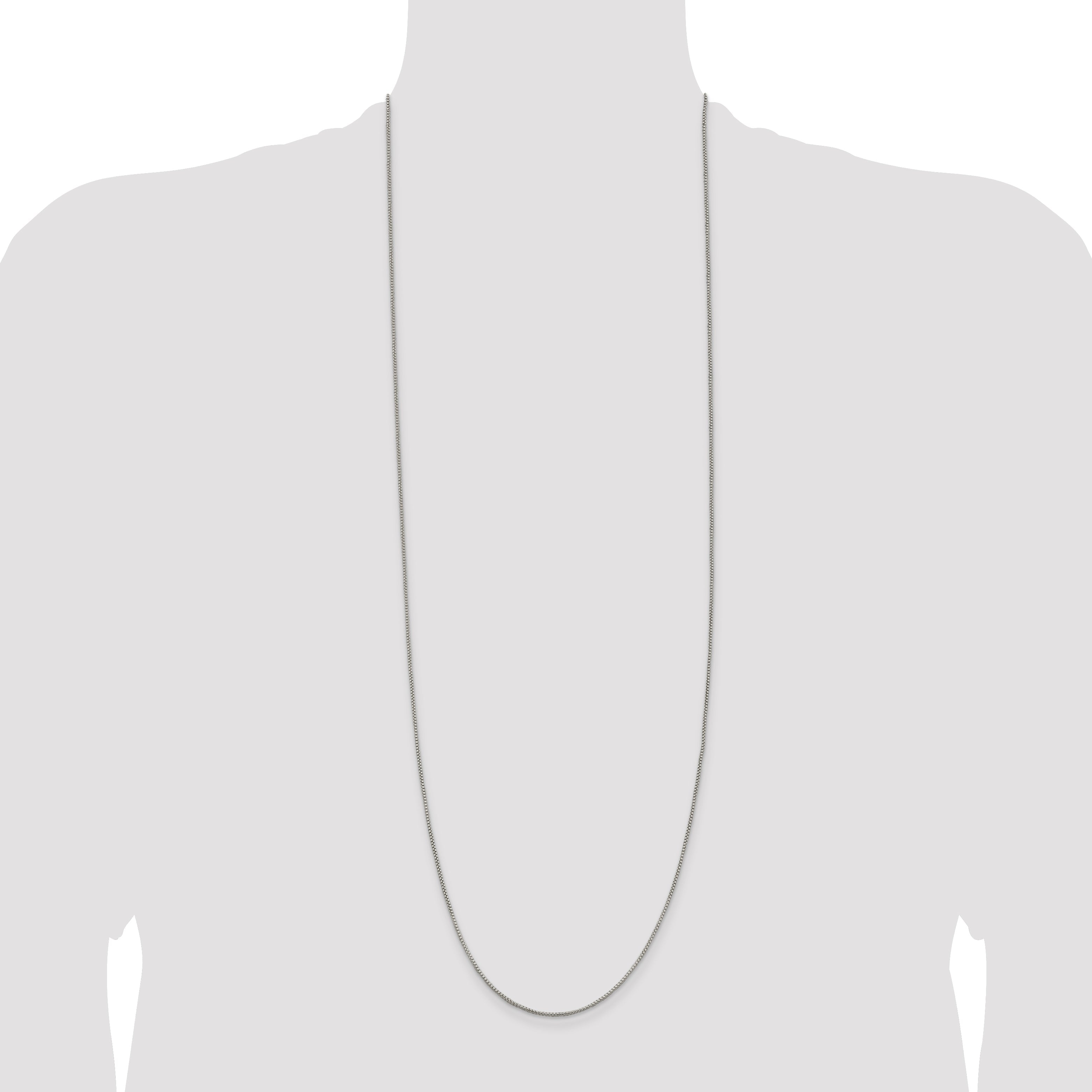 36 Inch Sterling Silver 1.25mm Round Box Chain Necklace