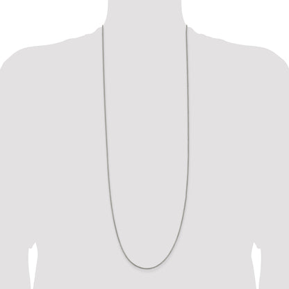 36 Inch Sterling Silver 1.25mm Round Box Chain Necklace