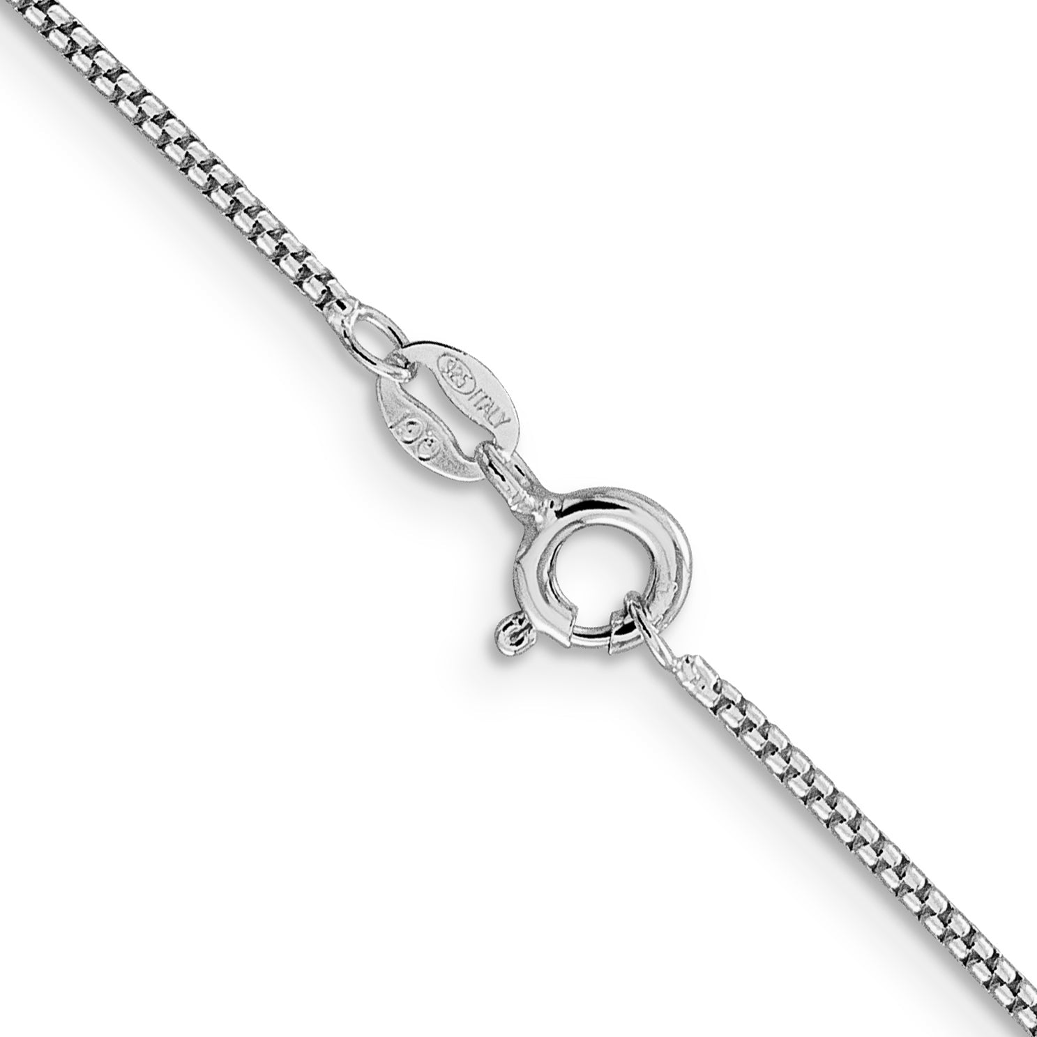 16 Inch Sterling Silver Rhodium-Plated 1.25mm Round Box Chain Necklace