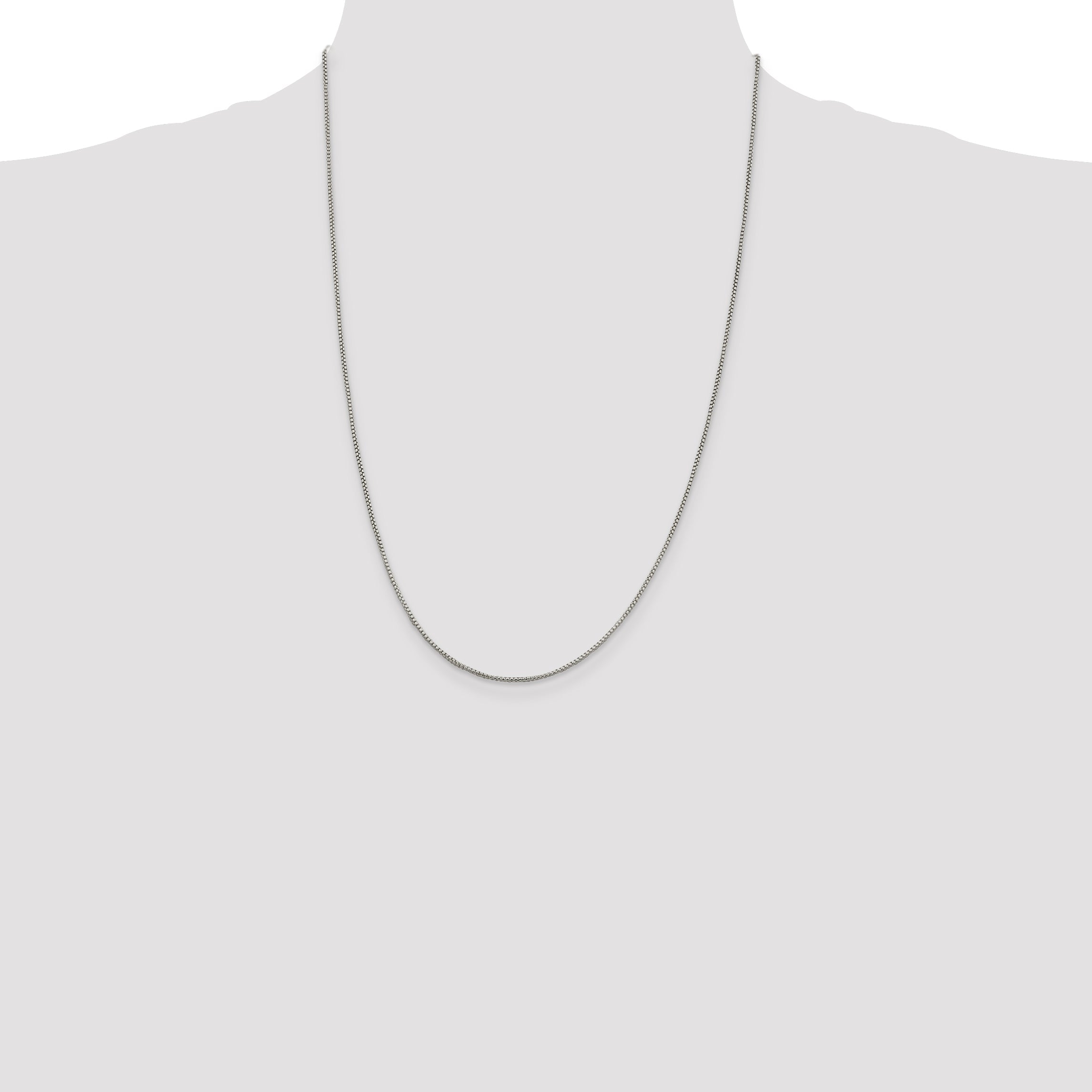 24 Inch Sterling Silver Rhodium-Plated 1.25mm Round Box Chain Necklace