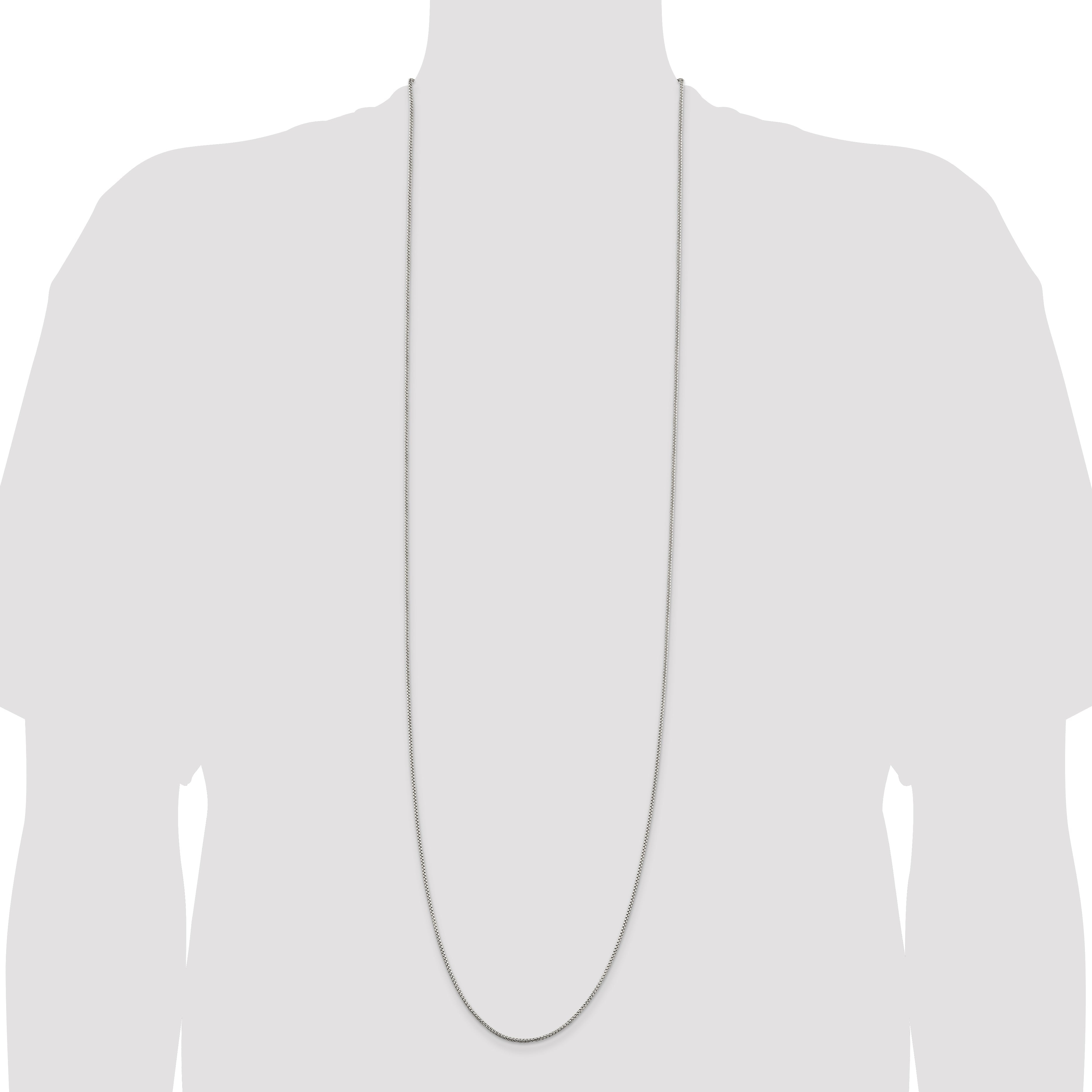 42 Inch Sterling Silver 1.5mm Round Box Chain Necklace