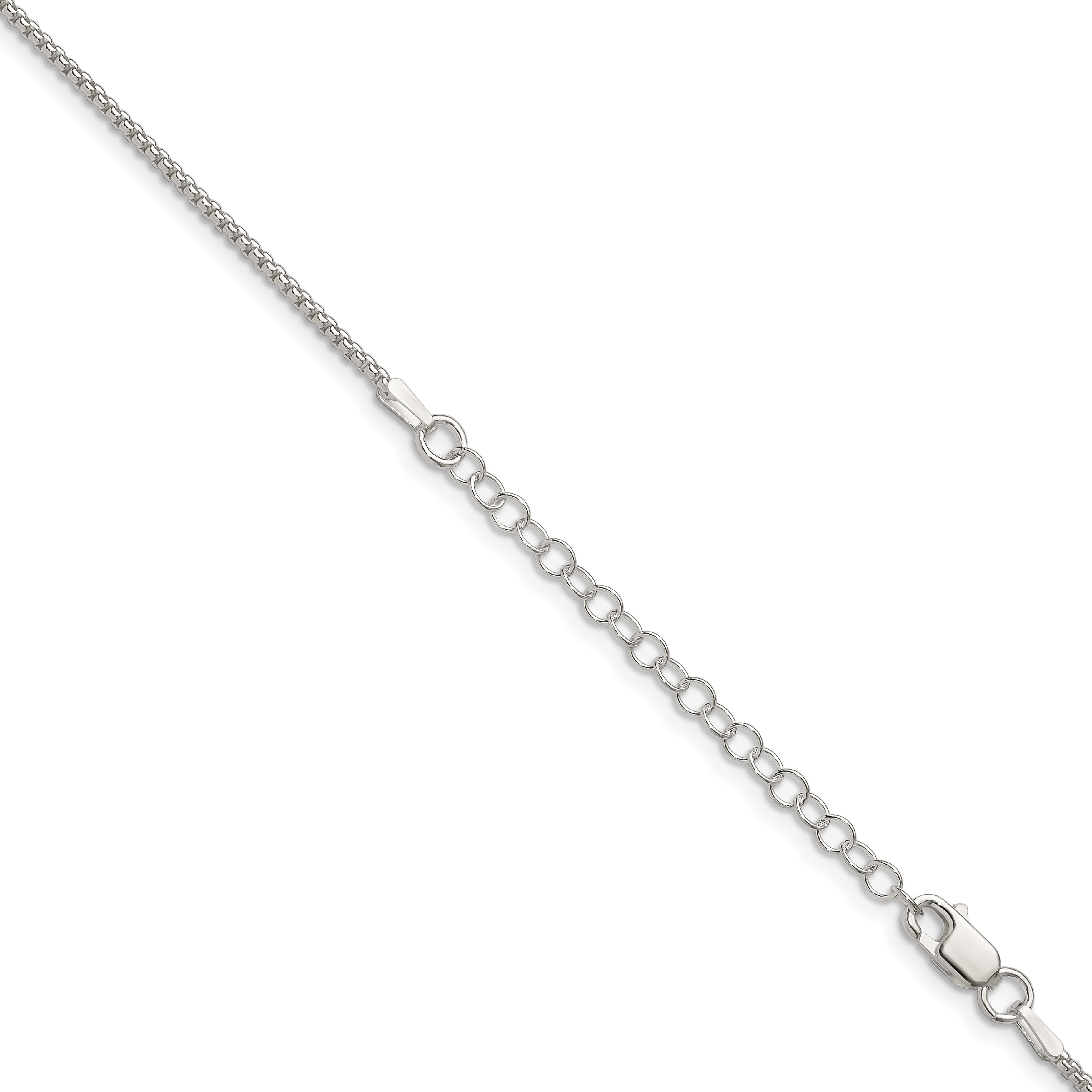 18 Inch Sterling Silver 1.5mm Round Box Chain W/2In Ext.