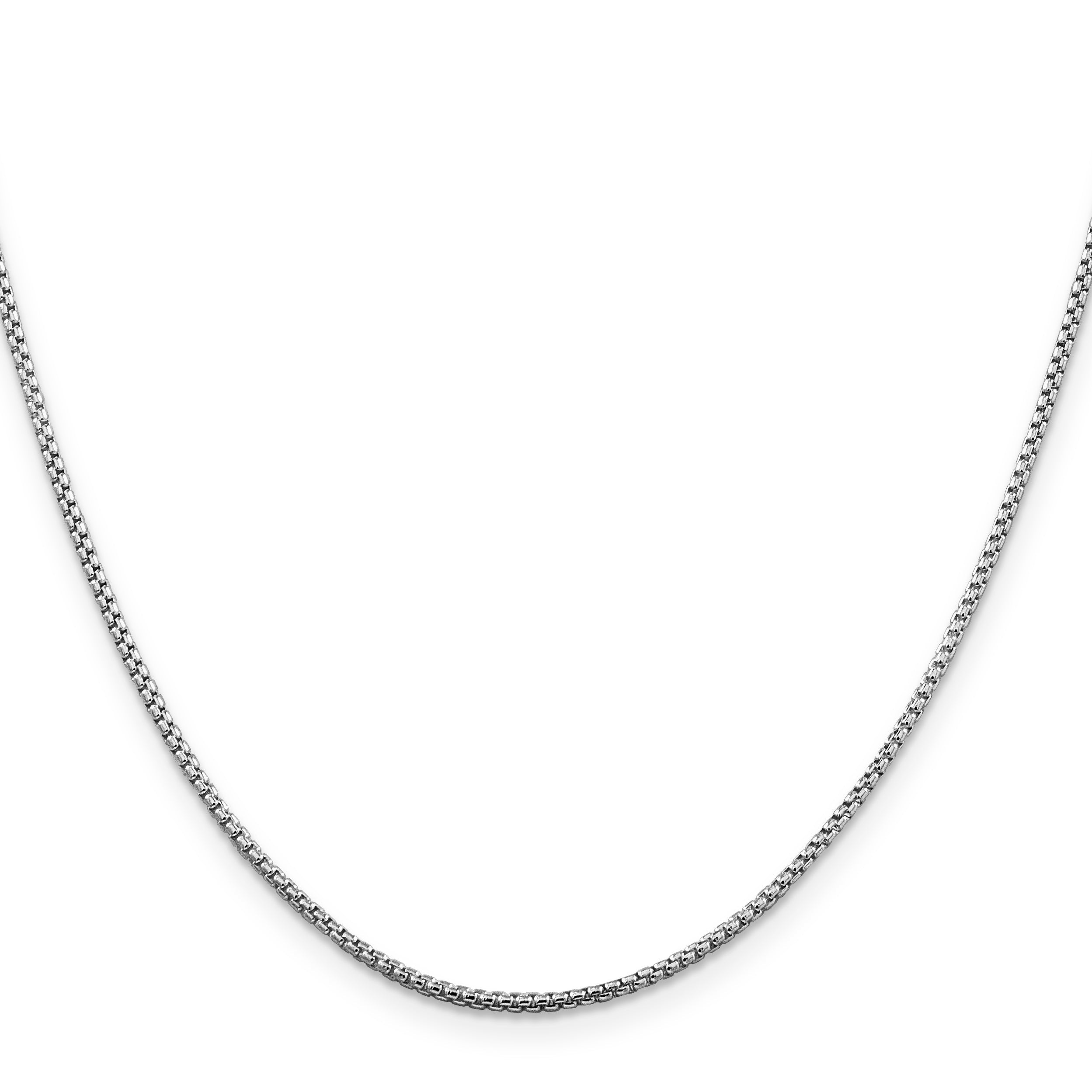 20 Inch Sterling Silver Rhodium-Plated 1.5mm Round Box Chain Necklace
