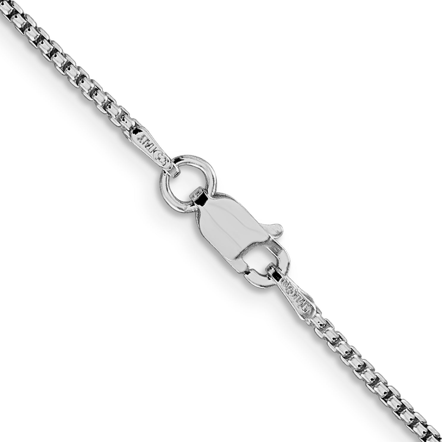 22 Inch Sterling Silver Rhodium-Plated 1.5mm Round Box Chain Necklace