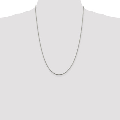 24 Inch Sterling Silver Rhodium-Plated 1.5mm Round Box Chain Necklace